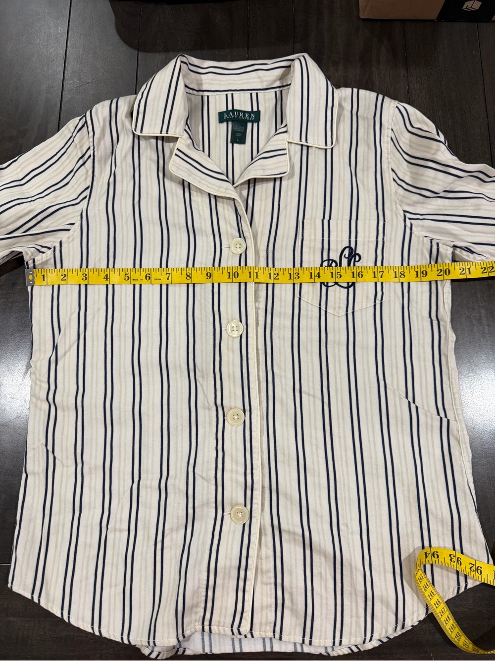 Ralph Lauren Cream and Navy Striped Pajama Set - Picture 9 of 9